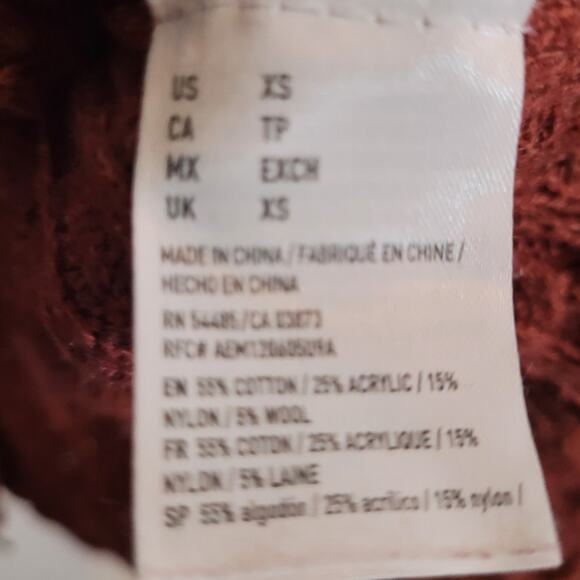 American Eagle AEO Terracotta Orange Cable Knit Sweater Sz XS Side Zipper Unique - Picture 7 of 13